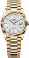 Rolex Day-Date 36 36mm White MOP Diamond-Set Dial Fluted Bezel President Bracelet - 128238 | 2024 Model