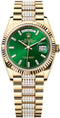 Rolex Day-Date 36 36mm Bright Green Diamond-Set Dial Fluted Bezel with Diamond-Set President Bracelet - 128238 | 2024 Model