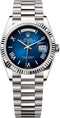 Rolex Day-Date 36 36mm Blue Ombré Roman Dial Fluted Bezel President Bracelet - 128239 | 2024 Model