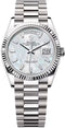 Rolex Day-Date 36 36mm White MOP Diamond-Set Dial Fluted Bezel President Bracelet - 128239 | 2024 Model