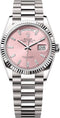 Rolex Day-Date 36 36mm Pink Diamond-Set Dial Fluted Bezel President Bracelet - 128239 | 2024 Model