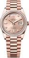 Rolex Day-Date 36 36mm Rose Color Diamond-Set Dial Diamond-Set Bezel President Bracelet - 128395TBR | 2024 Model