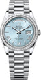 Rolex Day-Date 36 36mm Ice-Blue Roman Dial Diamond-Set Bezel President Bracelet - 128396TBR | 2024 Model