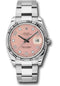 Rolex Date 34 Watch - Fluted Bezel - Pink Five Diamond Dial - 115234 pdo