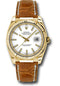 Rolex Yellow Gold Datejust 36 Watch - Fluted Bezel - White Index Dial - Brown Leather - 116138 wsb