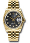 Rolex Yellow Gold Datejust 36 Watch - Fluted Bezel - Black Jubilee Diamond Dial - Jubilee Bracelet - 116238 bkjdj