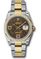 Rolex Steel and Yellow Gold Rolesor Datejust 36 Watch - 52 Diamond Bezel - Brown Floral Arabic Dial - Oyster Bracelet - 116243 brfao