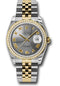 Rolex Steel and Yellow Gold Rolesor Datejust 36 Watch - 52 Brilliant-Cut Diamond Bezel - Grey Sunbeam Roman Dial - Jubilee Bracelet - 116243 gsbrj