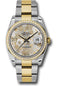 Rolex Steel and Yellow Gold Rolesor Datejust 36 Watch - 52 Diamond Bezel - Silver Floral Arabic Dial - Oyster Bracelet - 116243 sfao