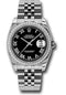 Rolex Steel and White Gold Datejust 36 Watch - 52 Diamond Bezel - Black Roman Dial - Jubilee Bracelet - 116244 bkrj