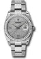 Rolex Steel and White Gold Datejust 36 Watch - 52 Diamond Bezel - Silver Wave Diamond 6 And 9 Arabic Dial - Oyster Bracelet - 116244 swdao