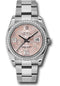 Rolex Steel and White Gold Datejust 36 Watch - 52 Diamond Bezel - Pink Floral Arabic Dial - Oyster Bracelet - 116244 pfao