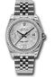 Rolex Steel and White Gold Datejust 36 Watch - 52 Diamond Bezel - Silver Floral Arabic Dial - Jubilee Bracelet - 116244 sfaj