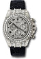 Rolex White Gold Cosmograph Daytona 40 Watch - Pave Diamond Enamel Arabic Dial - Black Leather Strap - 116599TBR