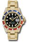 Rolex Yellow Gold GMT-Master II 40 Watch - Sapphire Ruby Diamond Bezel - Black Dial - Oyster Bracelet - 116758SARU