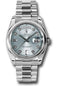 Rolex Platinum Day-Date 36 Watch - Domed Bezel - Glacier Blue Diamond Dial - President Bracelet - 118206 gladp