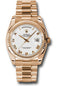 Rolex Pink Gold Day-Date 36 Watch - Fluted Bezel - White Roman Dial - President Bracelet - 118235 wrp