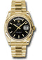 Rolex Yellow Gold Day-Date 36 Watch - Fluted Bezel - Black Index Dial - President Bracelet - 118238 bksp