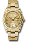 Rolex Yellow Gold Day-Date 36 Watch - Fluted Bezel - Champagne Diamond Dial - Oyster Bracelet - 118238 chdo