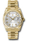 Rolex Yellow Gold Day-Date 36 Watch - Fluted Bezel - Silver Diamond Dial - President Bracelet - 118238 sdp
