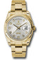 Rolex Yellow Gold Day-Date 36 Watch - Fluted Bezel - Silver Jubilee Diamond Dial - Oyster Bracelet - 118238 sjdo