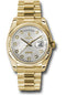 Rolex Yellow Gold Day-Date 36 Watch - Fluted Bezel - Silver Jubilee Diamond Dial - President Bracelet - 118238 sjdp