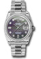 Rolex Platinum Day-Date 36 Watch - Bezel - Dark Mother-Of-Pearl Diamond Dial - President Bracelet - 118346 dkmdp