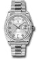 Rolex Platinum Day-Date 36 Watch - Bezel - Silver Diamond Dial - President Bracelet - 118346 sdp