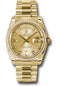 Rolex Yellow Gold Day-Date 36 Watch - Bezel - Champagne Diamond Dial - President Bracelet - 118348 chd