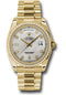 Rolex Yellow Gold Day-Date 36 Watch - Bezel - Silver Diamond Dial - President Bracelet - 118348 sdp