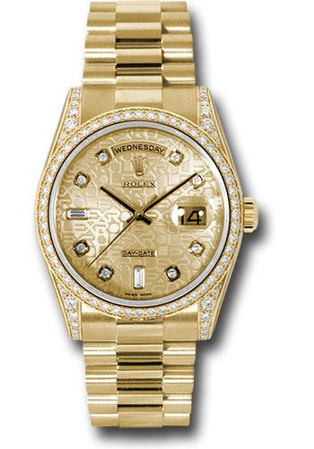 Rolex Yellow Gold Day-Date 36 Watch - Bezel - Champagne Jubilee Diamond Dial - President Bracelet - 118388 chjdp