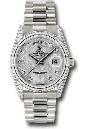 Rolex White Gold Day-Date 36 Watch - Bezel - Meteorite Diamond Dial - President Bracelet - 118389 mtdp
