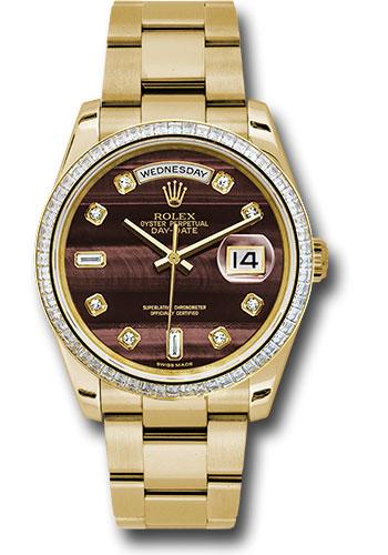 Rolex Yellow Gold Day-Date 36 Watch - Bezel - Bulls Eye Diamond Dial - Oyster Bracelet - 118398 bedo