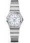 Omega Ladies Constellation Quartz Watch - 24 mm Brushed Steel Case - Mother-Of-Pearl Diamond Dial - 123.10.24.60.55.001