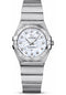 Omega Ladies Constellation Quartz Watch - 27 mm Brushed Steel Case - Mother-Of-Pearl Diamond Dial - 123.10.27.60.55.001
