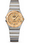 Omega Ladies Constellation Chronometer Watch - 27 mm Brushed Steel And Yellow Gold Case - Champagne Supernova Diamond Dial - 123.20.27.20.58.001