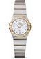 Omega Ladies Constellation Quartz Watch - 24 mm Brushed Steel And Yellow Gold Case - Diamond Bezel - Mother-Of-Pearl Diamond Dial - 123.25.24.60.55.003