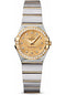 Omega Ladies Constellation Quartz Watch - 24 mm Brushed Steel And Yellow Gold Case - Diamond Bezel - Champagne Diamond Dial - 123.25.24.60.58.001