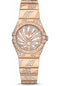 Omega Ladies Constellation Luxury Edition Watch - 24 mm Red Gold Case - Snow-Set Diamond Bezel - Mother-Of-Pearl Diamond Dial - 123.55.24.60.55.011