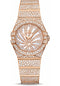 Omega Ladies Constellation Luxury Edition Watch - 27 mm Red Gold Case - Snow-Set Diamond Bezel - Mother-Of-Pearl Diamond Dial - 123.55.27.60.55.009
