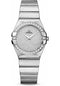 Omega Ladies Constellation Quartz Watch - 27 mm Brushed White Gold Case - Diamond Bezel - Diamond Paved Dial - 123.55.27.60.99.001