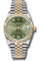 Rolex Steel and Yellow Gold Rolesor Datejust 36 Watch - Fluted Bezel - Olive Green Roman Dial - Jubilee Bracelet - 126233 ogdr69j