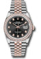 Rolex Steel and Everose Rolesor Datejust 36 Watch - Diamond Bezel - Black Diamond Dial - Jubilee Bracelet - 126281RBR bkdj