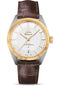Omega Constellation Globemaster Co-Axial Master Chronometer Watch - 39 mm Steel And Yellow Gold Case - Yellow Gold Fluted Bezel - Silvery Dial - Brown Leather Strap - 130.23.39.21.02.001