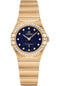 Omega Constellation Quartz - 25 mm Yellow Gold Case - Diamond Bezel - Blue Glass Diamond Dial - 131.55.25.60.53.001