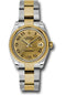 Rolex Steel and Yellow Gold Datejust 31 Watch - Domed Bezel - Champagne Concentric Circle Arabic Dial - Oyster Bracelet - 178243 chcao
