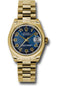 Rolex Yellow Gold Datejust 31 Watch - Domed Bezel - Blue Concentric Circle Arabic Dial - President Bracelet - 178248 blcap