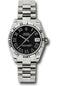 Rolex White Gold Datejust 31 Watch - Fluted Bezel - Black Roman Dial - President Bracelet - 178279 bkrp