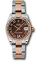 Rolex Steel and Everose Gold Datejust 31 Watch - 24 Diamond Bezel - Chocolate Diamond Roman Vi Roman Dial - Oyster Bracelet - 178341 chodro
