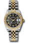 Rolex Steel and Yellow Gold Datejust 31 Watch - 24 Diamond Bezel - Black Concentric Circle Arabic Dial - Jubilee Bracelet - 178343 bkcaj